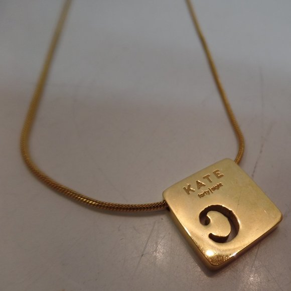 Kate Forty-Eight Goldtone Initial "C" Pendant With Chain Stamped Logo  18" - Picture 1 of 11